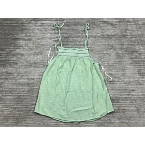 Sweet Wanderer Top Womens Small‎ Green Sleeveless Smocked Rayon Blend